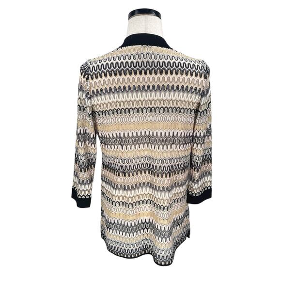 Misook Open Front Cardigan Sweater Women’s Small Multicolor Geometric Stretch - Picture 2 of 10